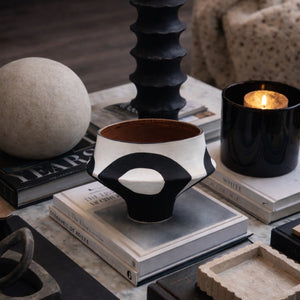 Monochrome Pedestal Decorative Ceramic Bowl