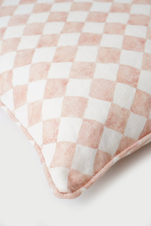 Checker Blush Oblong Cushion Cover by Sanctuary Living - Home Artisan