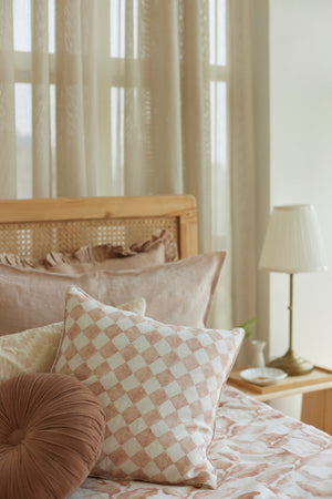 Checker Blush Oblong Cushion Cover by Sanctuary Living - Home Artisan