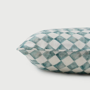 Checker Blue Oblong Cushion Cover by Sanctuary Living - Home Artisan