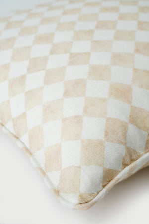 Checker Beige Oblong Cushion Cover by Sanctuary Living - Home Artisan