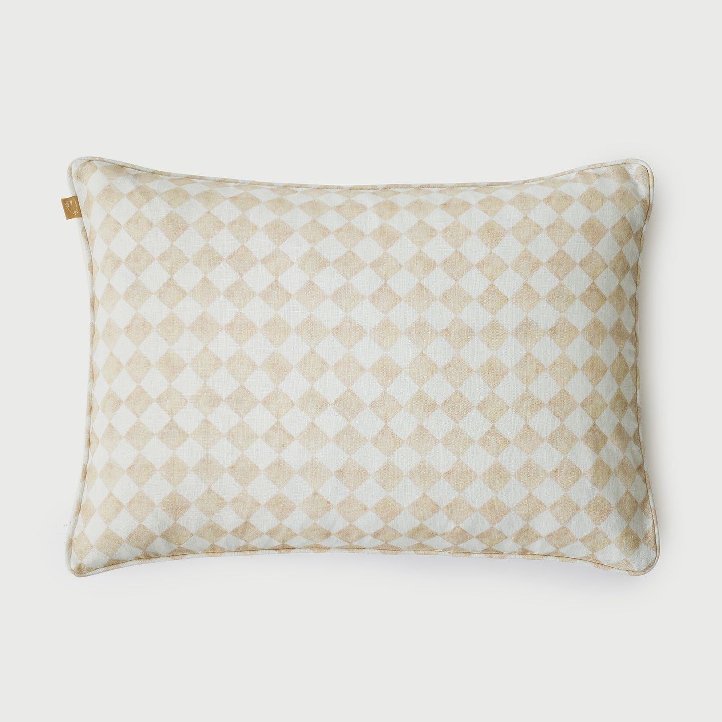 Checker Beige Oblong Cushion Cover by Sanctuary Living - Home Artisan
