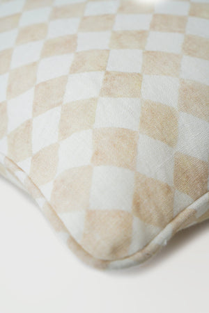 Checker Beige Lumbar Cushion Cover by Sanctuary Living - Home Artisan