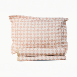 Checker Blush Duvet Cover with 2 Pillow Covers (Set of 3) by Sanctuary Living - Home Artisan