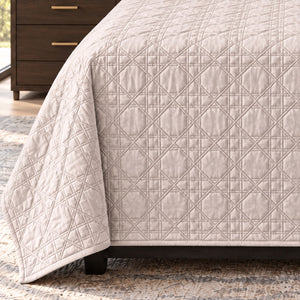 Aurelia Lattice Quilted Cotton Sateen Bed Cover Set with Pillow Cases - Home Artisan