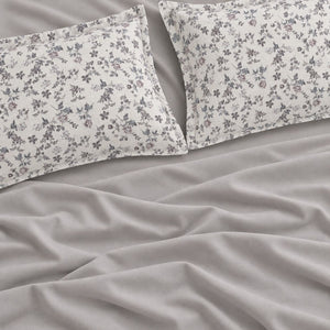 Estelle Ivory & Grey Petite Floral Floral 6-Piece King Size Comforter Bedding Set - Home Artisan