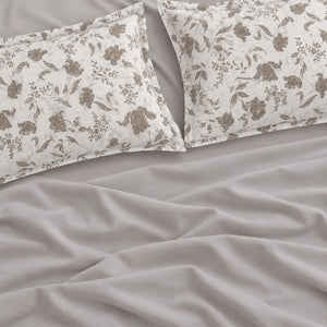 Amara Ivory & Taupe Botanical 6-Piece King Size Comforter Bedding Set - Home Artisan