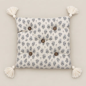Odette Ivory & Blue-Grey Floral Motif 6-Piece King Size Comforter Bedding Set - Home Artisan