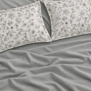 Viola Ivory & Sage-Grey Botanical Floral 6-Piece King Size Comforter Bedding Set - Home Artisan