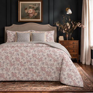 Linnea Blush Pink Botanical 6-Piece King Size Comforter Bedding Set - Home Artisan