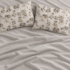 Verbena Beige Botanical Floral 6-Piece King Size Comforter Bedding Set - Home Artisan
