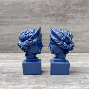 Athena Sculptural Bookends (Indigo Blue) - Home Artisan