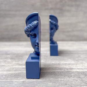 Athena Sculptural Bookends (Indigo Blue) - Home Artisan