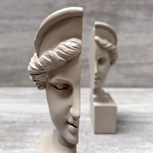 Athena Sculptural Bookends (Beige) - Home Artisan