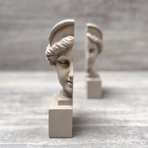 Athena Sculptural Bookends (Beige) - Home Artisan
