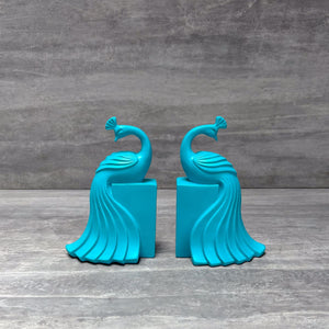 Aqua Peacock Bookends - Home Artisan