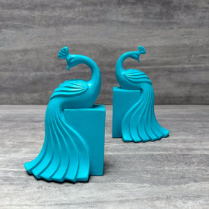 Aqua Peacock Bookends - Home Artisan