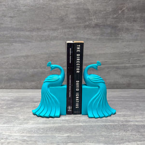 Aqua Peacock Bookends - Home Artisan
