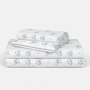 Daisy Dreams Sky Blue 200TC Cotton Percale Bed Sheet - Home Artisan