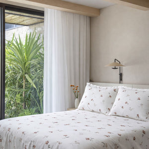 Spring Days Brown 250TC Cotton Percale Bed Sheet - Home Artisan
