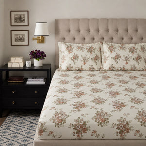 Evelyn Tuscan Floral 300TC Cotton Percale Bed Sheet - Home Artisan