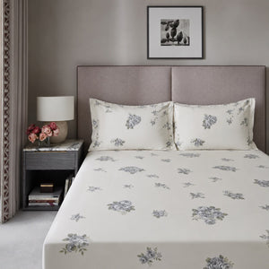 Grace Blue Garden 300TC Cotton Percale Bed Sheet - Home Artisan