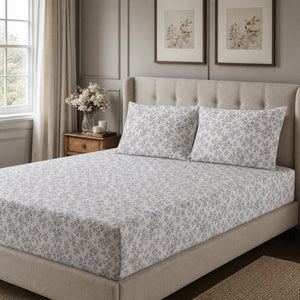 Ashwood Whisper Floral 300TC Cotton Bedsheet - Home Artisan