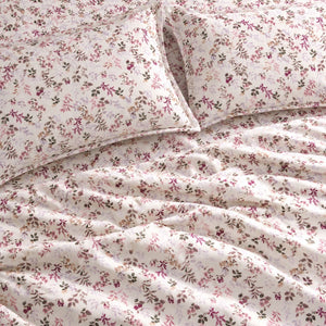 Verbena Pink Floral Sprig Bed Sheet - Home Artisan