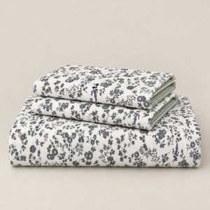 Aster Slate Blue Floral Bed Sheet - Home Artisan