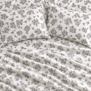 Dahlia Grey Garden Bouquet Bed Sheet - Home Artisan