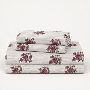 Rosamund Burgundy Bouquet 250TC Cotton Percale Super King Bed Sheet - Home Artisan