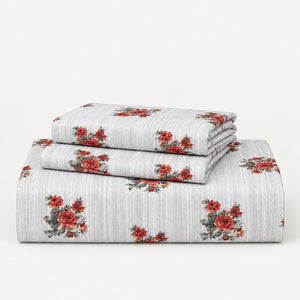 Rosamund Coral Bouquet 250TC Cotton Percale Super King Bed Sheet - Home Artisan