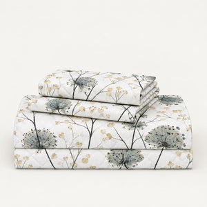 Achillea Sage Meadow Floral 250TC Cotton Percale Super King Bed Sheet - Home Artisan