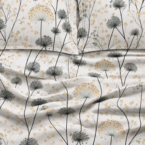 Achillea Sage Meadow Floral 250TC Cotton Percale Super King Bed Sheet - Home Artisan