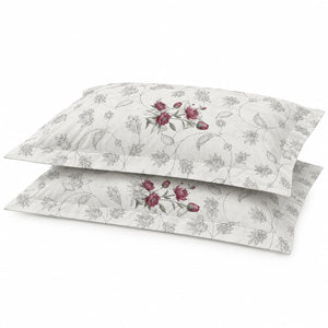 Rosella Crimson Botanical 250TC Cotton Percale Super King Bed Sheet - Home Artisan