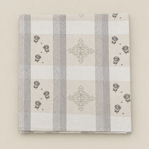 Nerine Beige Floral Stripe 250TC Cotton Percale Super King Bed Sheet - Home Artisan