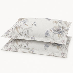 Freesia Blue & Taupe Bouquet 300TC Pure Cotton Sateen Bed Sheet - Home Artisan