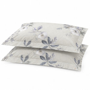 Iris Blue Leaf & Blush Floral 300TC Pure Cotton Sateen Bed Sheet - Home Artisan