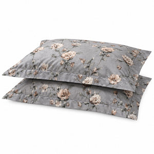 Rosette Slate Grey Rosebud 300TC Pure Cotton Sateen Bed Sheet - Home Artisan