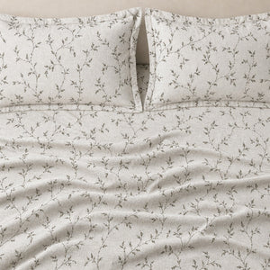 Myrtle Olive Leaf Trail 300TC Pure Cotton Sateen Bed Sheet - Home Artisan