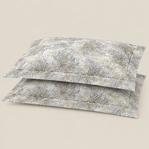 Astrantia Blue-Grey Abstract Botanical 300TC Pure Cotton Sateen Bed Sheet - Home Artisan