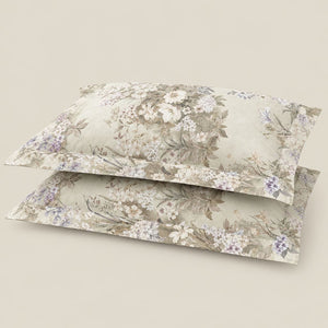 Wisteria Ivory & Lilac Bouquet 300TC Pure Cotton Sateen Bed Sheet - Home Artisan