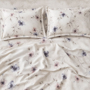 Celosia Blue & Pink Trailing Floral 300TC Pure Cotton Sateen Bed Sheet - Home Artisan