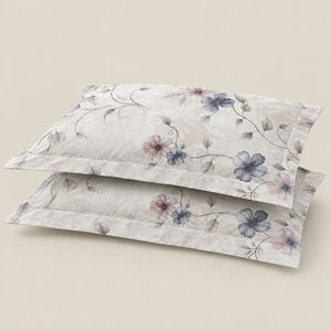 Celosia Blue & Pink Trailing Floral 300TC Pure Cotton Sateen Bed Sheet - Home Artisan