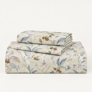 Lantana Pastel Botanical & Berry 300TC Pure Cotton Sateen Bed Sheet - Home Artisan