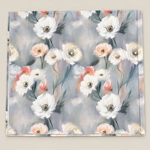 Poppy Blue-Grey Watercolour Floral Tencel Jacquard Bed Sheet - Home Artisan