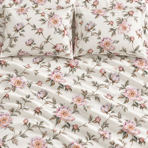 Eglantine Blush Trailing Floral Tencel Jacquard Bed Sheet - Home Artisan