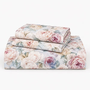Floriana Pastel Rose Garden Tencel Jacquard Bed Sheet - Home Artisan