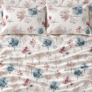 Astilbe Teal & Burgundy Meadow Tencel Jacquard Bed Sheet - Home Artisan
