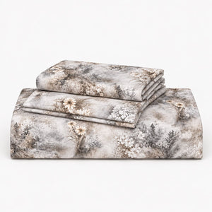 Gypsophila Mist Grey Floral Tencel Jacquard Bed Sheet - Home Artisan